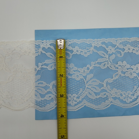 Vintage French Calais Leavers Lace 14-Yards 3.75in Bridal Couture Scalloped - Picture 5 of 6